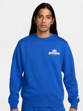 Nike | Club Fleece Crewneck Sweatshirt - Blue ; Mens M